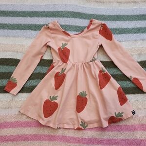 Rags to Raches Pink Strawberry Print Spring Dress 3/4 3t 4t